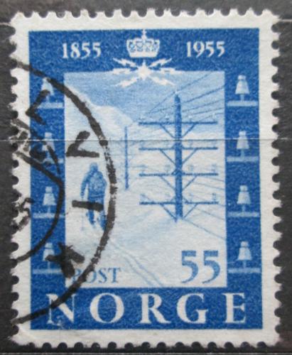 Poštovní známka Norsko 1953 Telegrafní sloup Mi# 389