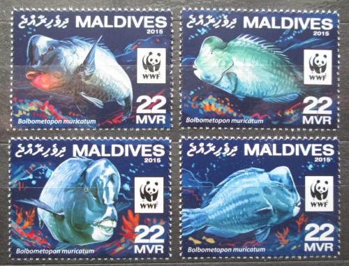 Poštovní známky Maledivy 2016 Ploskozubec vysokoèelý, WWF Mi# 6200-03 Kat 11€