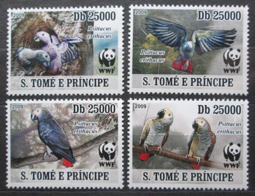 Poštovní známky Svatý Tomáš 2009 Papoušek šedý, WWF Mi# 3777-80 Kat 12€