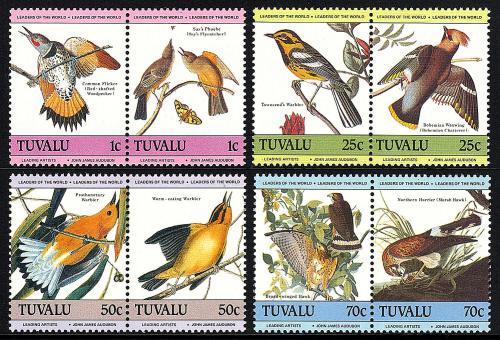 Poštovní známky Tuvalu 1985 Ptáci, Audubon Mi# 276-83