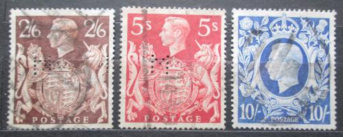 Poštovní známky Velká Británie 1939 Král Jiøí VI. 2x perfin Mi# 212-14 Kat 35€