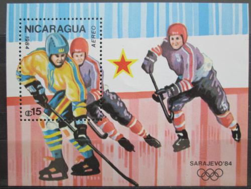 Poštovní známka Nikaragua 1984 ZOH Sarajevo, lední hokej Mi# Block 155