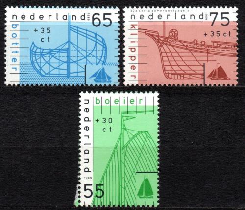 Poštovní známky Nizozemí 1989 Konstrukèní nákresy lodí Mi# 1361-63