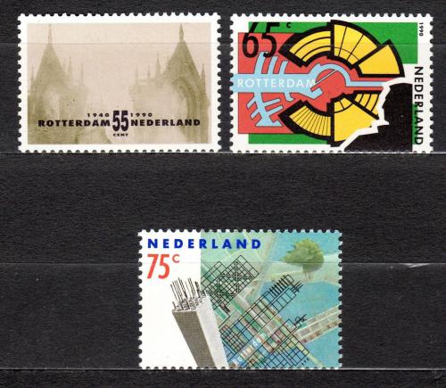 Poštovní známky Nizozemí 1990 Letecký útok na Rotterdam, 50. výroèí Mi# 1382-84