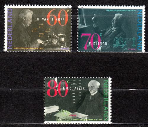 Poštovní známky Nizozemí 1991 Nositelé Nobelovy ceny Mi# 1418-20