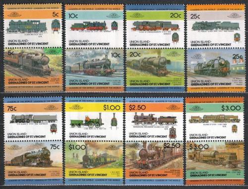 Poštovní známky Svatý Vincenc, Union Island 1984 Lokomotivy Mi# 54-69 Kat 9€