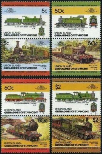 Poštovní známky Svatý Vincenc, Union Island 1985 Lokomotivy Mi# 86-93 Kat 5.50€