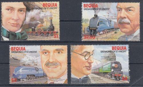 Poštovní známky Svatý Vincenc, Bequia 1986 Lokomotivy Mi# 196-99 Kat 6€