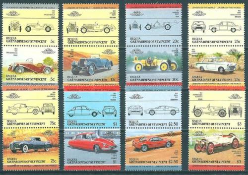 Poštovní známky Svatý Vincenc, Bequia 1984 Automobily Mi# 66-81 Kat 10€