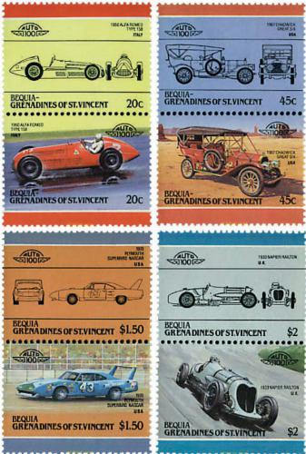 Poštovní známky Svatý Vincenc, Bequia 1985 Automobily Mi# 152-59 Kat 6.50€