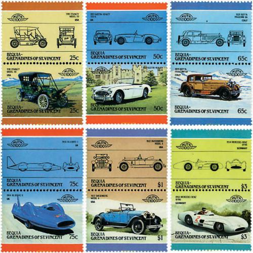Poštovní známky Svatý Vincenc, Bequia 1986 Automobily Mi# 160-71 Kat 8€