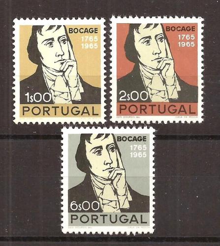 Poštovní známky Portugalsko 1966 Manuel Maria Barbosa du Bocage Mi# 1023-25