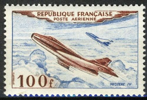 Poštovní známka Francie 1954 Bojové letadlo Dassault Mystère IV Mi# 987 Kat 7€