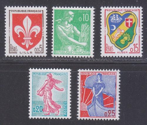 Poštovní známky Francie 1960 Znaky a Marianne Mi# 1274-78 Kat 9€