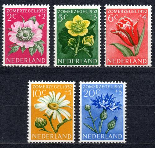 Poštovní známky Nizozemí 1952 Kvìtiny Mi# 588-92 Kat 18€