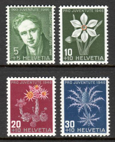 Poštovní známky Švýcarsko 1946 Kvìtiny, Pro Juventute Mi# 475-78 Kat 5€