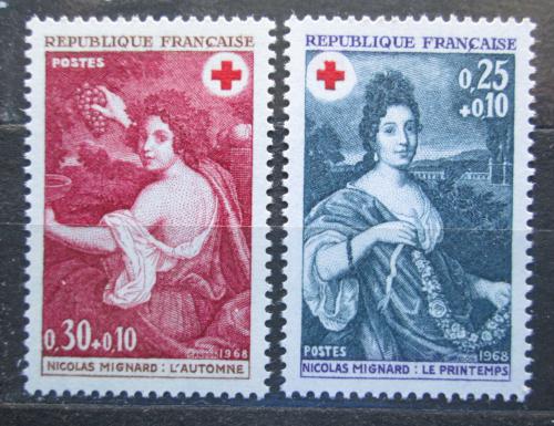 Poštovní známky Francie 1968 Èervený køíž, umìní, Nicolas Mignard Mi# 1647-48