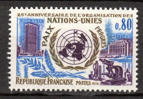 Poštovní známka Francie 1970 OSN, 25. výroèí Mi# 1729