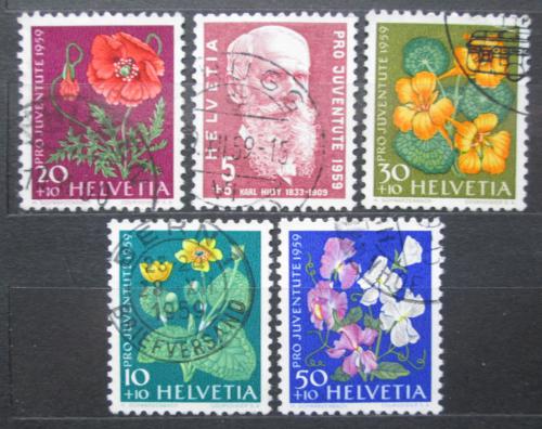 Poštovní známky Švýcarsko 1959 Kvìtiny a Carl Hilty, Pro Juventute Mi# 687-91 Kat 8€