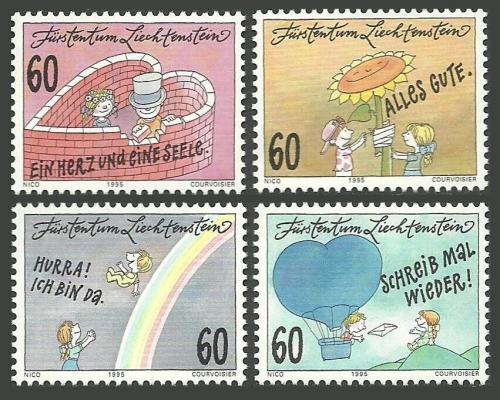 Poštovní známky Lichtenštejnsko 1995 Pozdravy Mi# 1111-14 Kat 4.40€