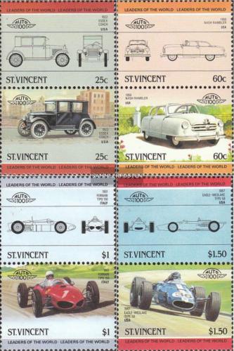 Poštovní známky Svatý Vincenc 1985 Automobily Mi# 820-27