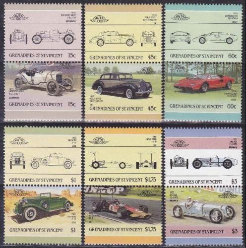 Poštovní známky Svatý Vincenc Gren. 1986 Automobily Mi# 446-57