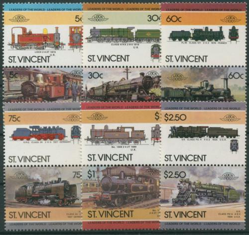 Poštovní známky Svatý Vincenc 1985 Lokomotivy Mi# 832-43