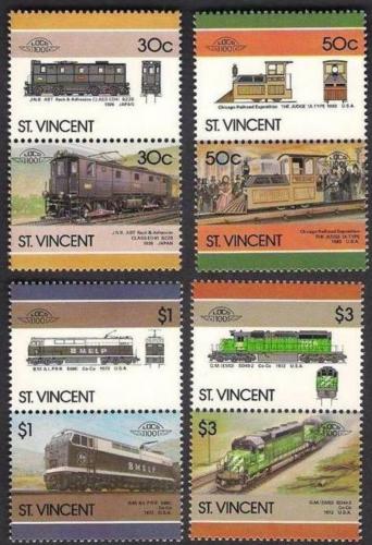 Poštovní známky Svatý Vincenc 1986 Lokomotivy Mi# 962-69 Kat 6€