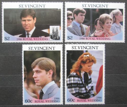 Poštovní známky Svatý Vincenc 1986 Královská svatba Mi# 970-73