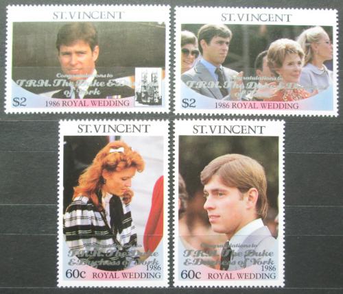 Poštovní známky Svatý Vincenc 1986 Královská svatba pøetisk Mi# 983-86
