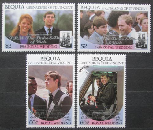 Poštovní známky Svatý Vincenc Bequia 1986 Královská svatba pøetisk Mi# 200-03