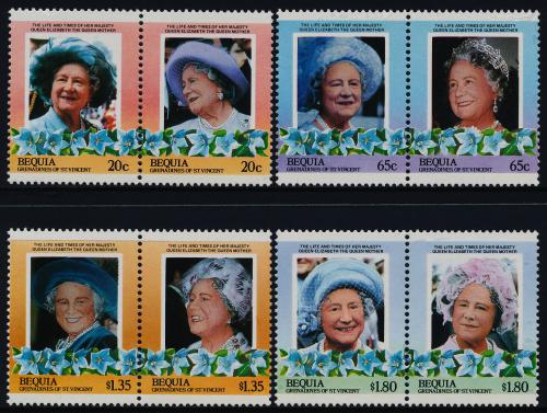 Poštovní známky Svatý Vincenc Bequia 1985 Královna Matka Alžbìta Mi# 138-45