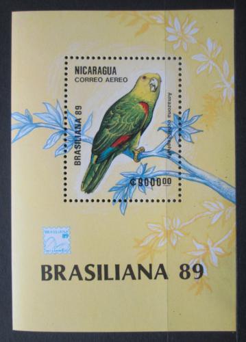 Poštovní známka Nikaragua 1989 Amazoòan žlutohlavý Mi# Block 184