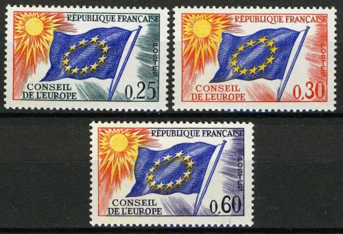 Poštovní známky Francie 1965 Rada Evropy, služební Mi# 10-12