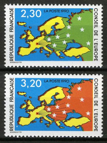 Poštovní známky Francie 1990 Rada Evropy, služební Mi# 47-48