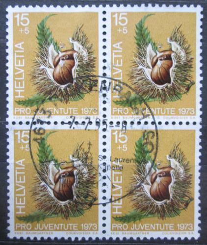 Poštovní známky Švýcarsko 1973 Kaštanovník setý ètyøblok, Pro Juventute Mi# 1013