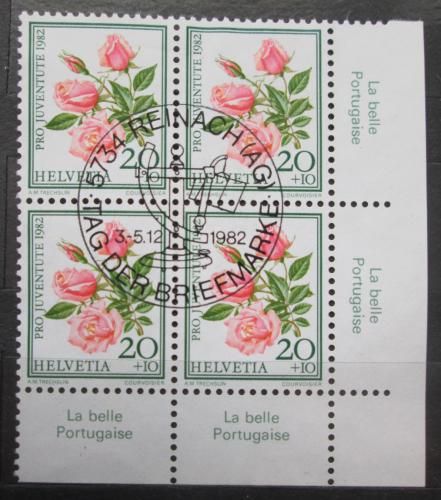 Poštovní známky Švýcarsko 1982 Rùže ètyøblok, Pro Juventute Mi# 1237