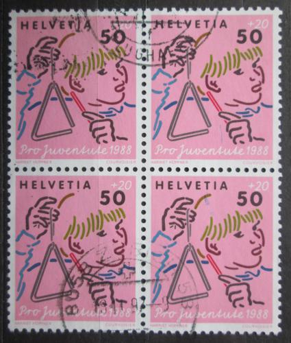 Poštovní známky Švýcarsko 1988 Dítì s trianglem ètyøblok, Pro Juventute Mi# 1382