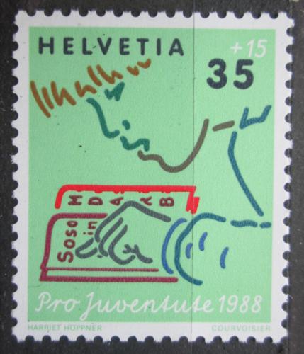 Poštovní známka Švýcarsko 1988 Dítì s knihou, Pro Juventute Mi# 1381