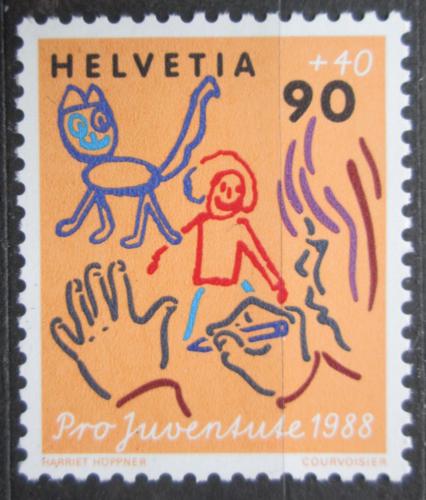 Poštovní známka Švýcarsko 1988 Dítì se uèí kreslit, Pro Juventute Mi# 1384