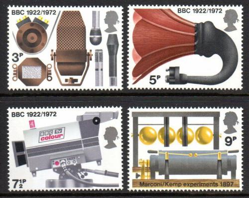 Poštovní známky Velká Británie 1972 Historie rozhlasu Mi# 602-05