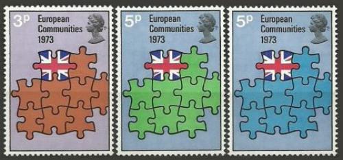 Poštovní známky Velká Británie 1973 Vstup do Evropského spoleèenství Mi# 612-14