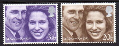 Poštovní známky Velká Británie 1973 Královská svatba Mi# 637-38