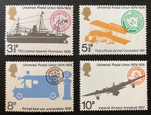 Poštovní známky Velká Británie 1974 UPU, 100. výroèí Mi# 650-53