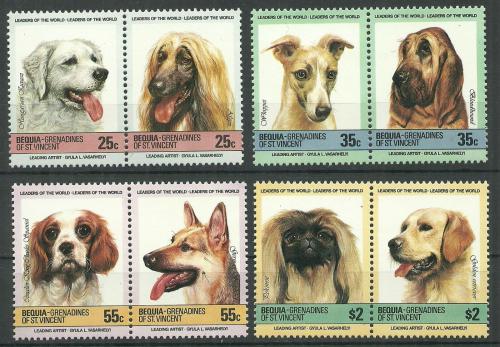 Poštovní známky Svatý Vincenc Bequia 1985 Psi Mi# 90-97