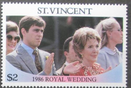 Poštovní známka Svatý Vincenc 1986 Princ Andrew a Nancy Reagan Mi# 973