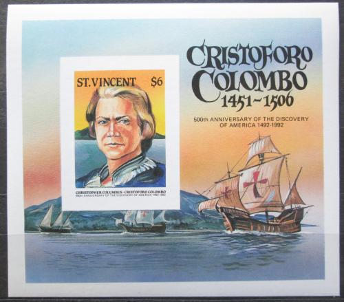 Poštovní známka Svatý Vincenc 1986 Kryštof Kolumbus neperf. Mi# Block 30 B