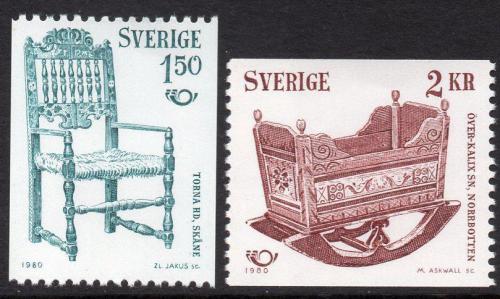 Poštovní známky Švédsko 1980 NORDEN, starý nábytek Mi# 1115-16