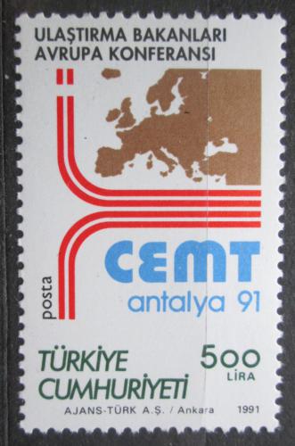 Poštovní známka Turecko 1991 Mapa Evropy Mi# 2925