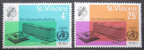 Poštovní známky Svatý Vincenc 1966 Budovy WHO v Ženevì Mi# 226-27